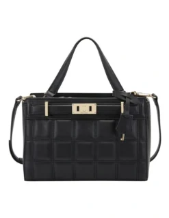 Nine West Sadie Black Zip Top Satchel Bag