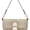 Nine West Zetta Beige Logo Milk Flapover Shoulder Bag