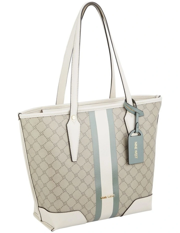 Nine West Emery Logo Zip Top Tote Bag In Beige/Aloe 2 Nine West Emery Logo Zip Top Tote Bag In Beige/Aloe - Image 2