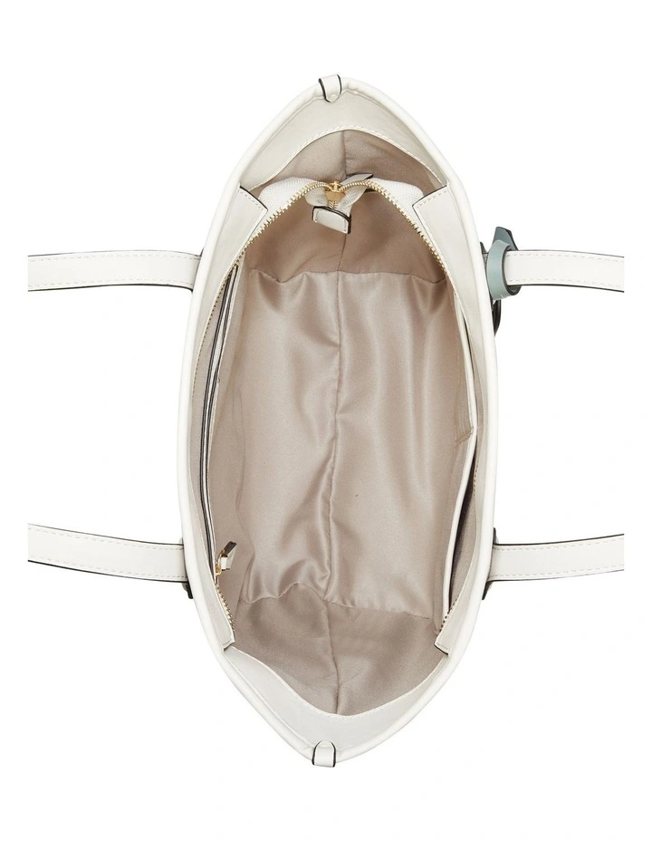 Nine West Emery Logo Zip Top Tote Bag In Beige/Aloe 3 Nine West Emery Logo Zip Top Tote Bag In Beige/Aloe - Image 3