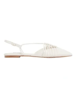 Nine West Aida Flat In Cream