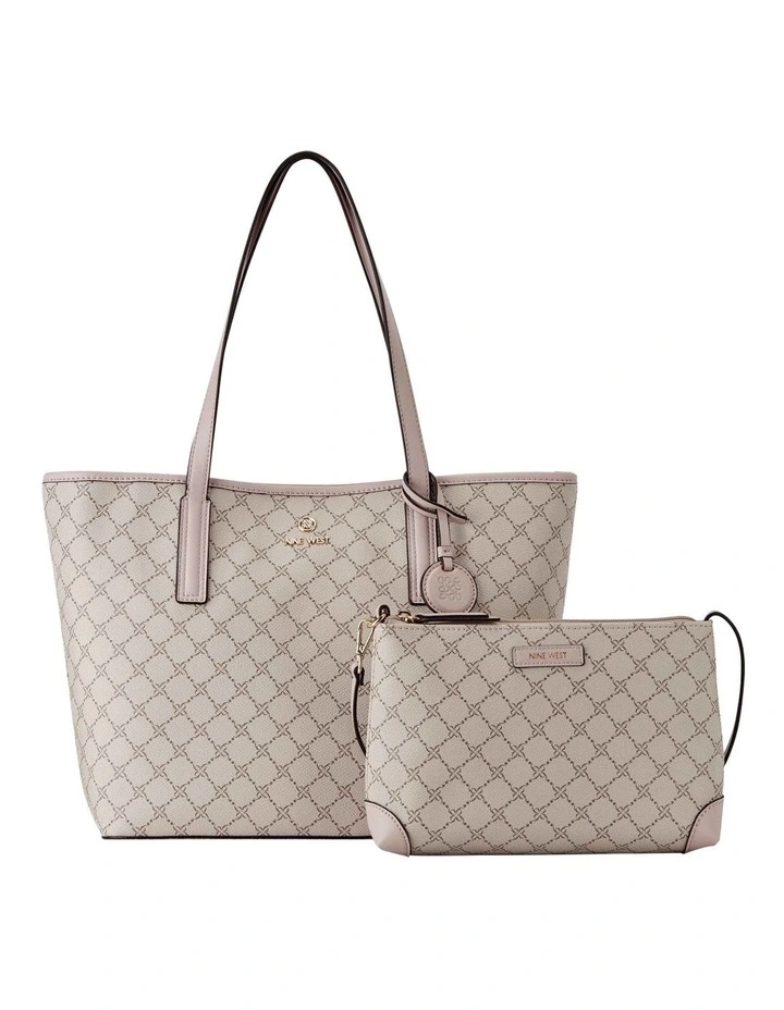 Nine West Delaine Mushroom Logo Tote Bag In Beige 1 Nine West Delaine Mushroom Logo Tote Bag In Beige