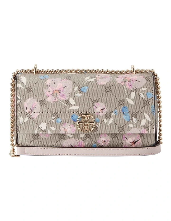 Nine West Kyelle Floral Logo Crossbody Bag In Grey 1 Nine West Kyelle Floral Logo Crossbody Bag In Grey