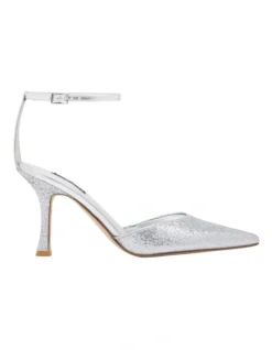 Nine West Shaply Glitter Pump In Silver